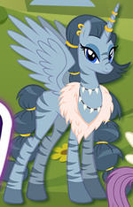 Queen Parabola, a pre-Equestrian Alicorn, in Gameloft's My Little Pony (mobile game).