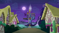 Castle of Friendship exterior nighttime S6E25