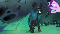 Queen Chrysalis hurls Starlight across the room S6E26