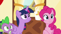 Spike, Twilight, and Pinkie hear Discord S5E22