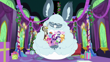 Winterzilla hugging everypony MLPBGE.png