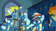 Wonderbolts holding broom and bucket S6E7