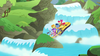 Apple Bloom and ponies go down another waterfall S6E4