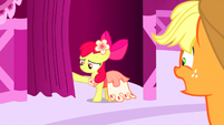 Apple Bloom pushes the curtain open S5E7