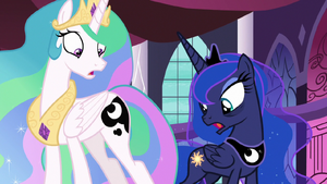 Celestia and Luna shocked by their switched cutie marks S7E10