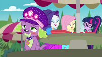 Rarity, Fluttershy, and Twilight laugh at Spike CYOE14b