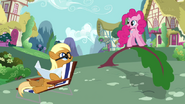 637px-Sunbathing pony helped by Pinkie Pie S2E18