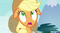 Applejack looking up at twittermite swarm S5E4