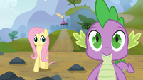 Fluttershy looks at Spike S3E09
