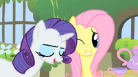 Fluttershy winking at Rarity S1E17