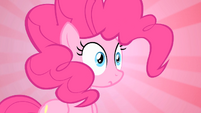 Pinkie's mane suddenly inflates and then deflates, accompanied by the sound of rushing wind and a balloon popping.