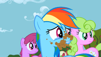 Rose's cutie mark is visible, behind Rainbow Dash.