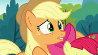 Applejack nervously bites her lower lip S7E13