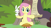 Fluttershy pointing to the other animals S9E18