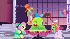 Discord drops the Smooze onto Fluttershy's table S5E7.png