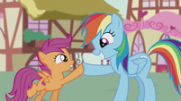 Rainbow Dash and Scootaloo hoof-bump S5E18