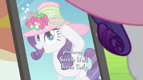 Rarity posing in front of a mirror S4E22