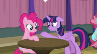 Twilight offering her hoof to Pinkie S9E16