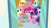 Mane Six and Spike looking worried S9E25