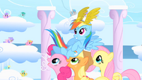 Derpy behind Rainbow´s crown.