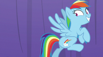 Rainbow Dash about to rocket out of the room S8E5