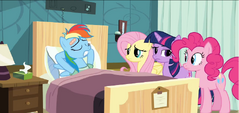 Rainbow relaxed in front of other main ponies S2E16