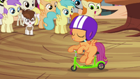Scootaloo riding assembled scooter S4E15