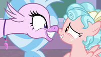 Silverstream and Cozy grinning beak-to-muzzle S8E22