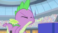 Spike blowing a puff of smoke S4E24