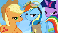 Applejack, Rainbow Dash, and Twilight Sparkle are not amused S3E7