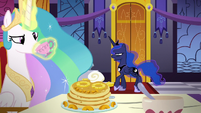 Celestia sips tea as Luna bitterly greets her S7E10