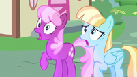 Cheerilee and Helia scared of Princess Ember S7E15