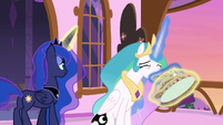 Princess Celestia eating Luna's pancakes S7E10