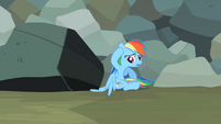 Rainbow Dash sees wing stuck under rock S2E07