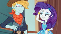 Rarity finishes the cowboy costume EGROF