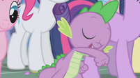 Spike cheering for Applejack S1E04