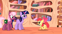 Twilight Sparkle and Cheerilee talking to Apple Bloom S1E18