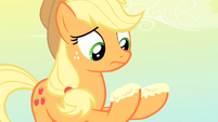 Applejack looks at the destroyed apples S4E07