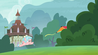 Cozy Glow chases kite into the bushes S8E12