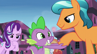 Crystal Pony 3 shakes Spike's claw S6E1