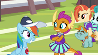 Rainbow Dash winking at Smolder S9E15