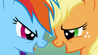 Rainbow and Applejack laughing S1E13