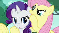 Fluttershy Changeling whispering in Rarity's ear S6E25