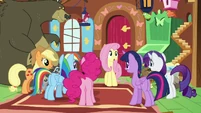 Main ponies happy to help Fluttershy S7E5