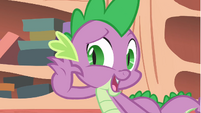 Spike pretending not to hear what Twilight has said S1E24