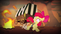 Apple Bloom dodging flames S4E17