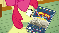 Apple Bloom looking at County Fair flyer S9E22