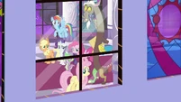 Fluttershy looking out a castle window S9E17