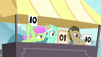 "Hay! What's up with that score, Lyra?"