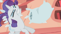 Rarity mid-being hit with pillow S1E8